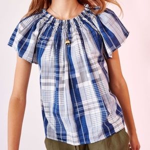 Ulla Johnson Amania Blue Plaid Top Blouse